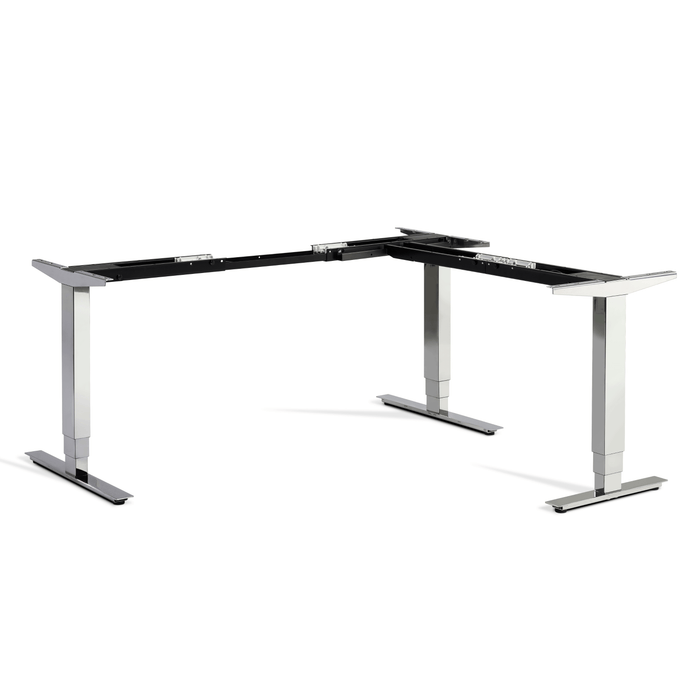 Lavoro Chrome Advance Corner Adjustable Standing Desk - Frame Only